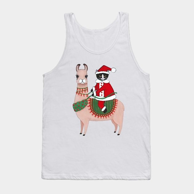 Santa Claws and Llama Tank Top by KilkennyCat Art